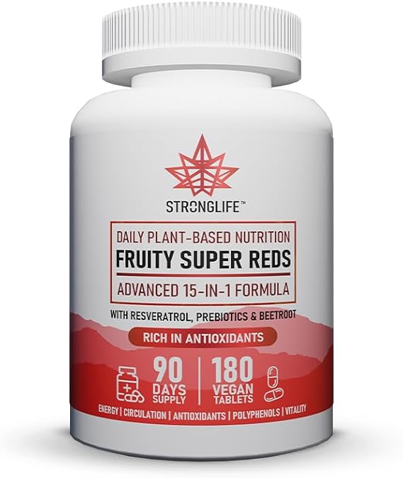 Super Reds Supplement Tablets – 9300mg per Serving – 180 Vegan Tablets – Red Superfood Blend with Beetroot, Acai, Blueberry & Pomegranate – Antioxidant Fruit Complex – 90 Day Supply