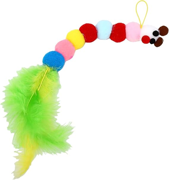 Interactive Cat Teaser Wand Refill Soft Plush Toy Attachment with Detachable Accessories for Indoor Cats Kittens Pouncing Chasing Play