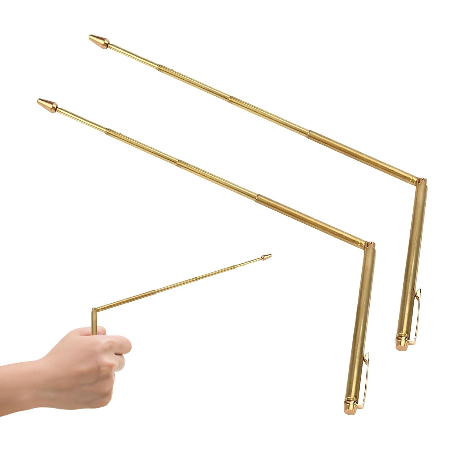 Copper Dowsing Rods 2 Pack for Water Divining, Spiritual Use and Ghost Hunting - Metal Detector Equipment With Adjustable Handles Gold