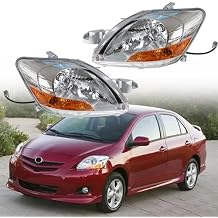 Headlamp Headlights Replacement for 2007-2011 Yaris Sedan 4-Door Headlight Assembly Pair Left and Right Side