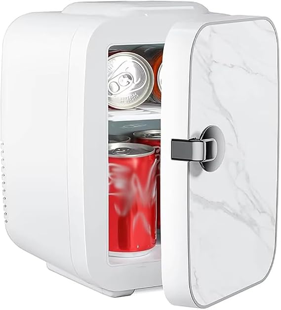 Mini Fridge for Bedroom, Portable Mini Fridge, 4L/6 Can Cooler & Warmer 110V AC/ 12V DC Thermoelectric Compact Small Refrigerator, for Skincare, Beverage and Food Retro Cooler for Car, Bedroom