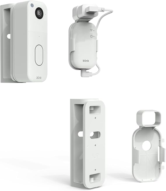 Huafly Outlet Wall Mount for Blink Video Doorbell (2nd Gen), with Outlet Wall Mount for Sync Module Core, Adjustable 0-45-Degree Blink Doorbell Camera Mount for Outdoor&Indoor