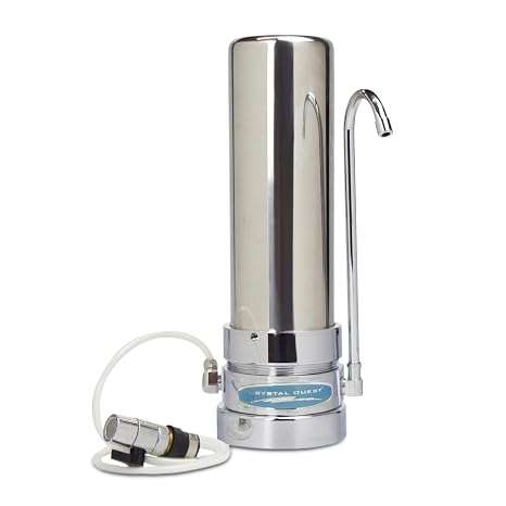 Alkaline Water Filter System | Smart Countertop Single Cartridge | Stainless Steel | Crystal Quest