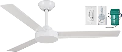 MINKA-AIRE F524-WHF Roto 52 Inch Ceiling Fan 3 Blades with Additional Remote Control in Flat White Finish……