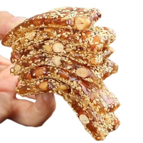 2 flavors mix and match Handmade Sesame Candy,Soft Chewy Sticky Sesame Peanut Candy,Chinese Traditional Classical Childhood Snacks, Nostalgic Snacks Perfect for Vegetarians Halal,Gummy Candy 250g