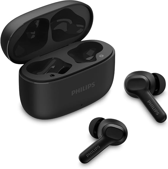 Philips TWS TAT1109BK/00 Kablosuz Bluetooth Mikrofonlu Kulaklık, Çubuk Tasarımlı, IPX4 ve Toplamda 24 Saatlik Güç Kaynağı, Siyah