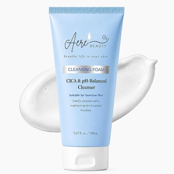 CICA pH-Balanced Facial Cleanser Hydrating Formula Gentle Cleanser Foaming Face Wash for All Skin Types Including Sensitive Skin, 5.07 Fl Oz