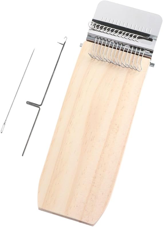 Small Weaving Loom, Wooden Speedweve Darning Loom Type Weave Tool, 14 Hooks Small Weaving Loom Kit for Mending Jeans and Clothes