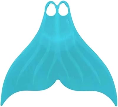 Swim Training Fins Mermaid Fins White Silicone Single Fins Free Diving Adult Swimming Diving Training Mermaid Tail Short FinsBlue,S