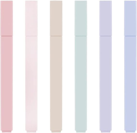 Hmeuest Pastel Highlighter, Mild Colours Highlighters Pens, Aesthetic Cute Highlighters No Bleed Dry Fast, for Bible, School Supplies, 6 Pack