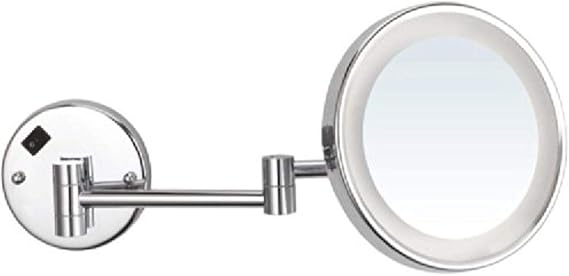 Nameeks AR7703-CR-5x Glimmer Round Wall Mounted 5x Magnification Makeup Mirror with LED, Chrome
