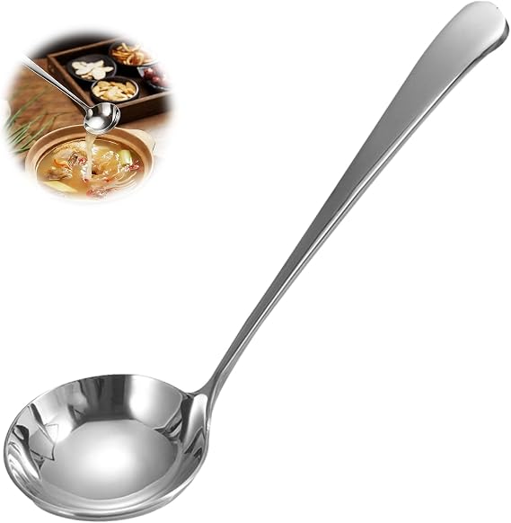 Stainless Steel Soup Ladle, 7.9 Inch Ladle Spoon Soup Ladle Stainless Steel Ladle Gravy Ladle Metal Ladle Kitchen Ladle Silver Small Ladle for Soup, Stew, Broth & Sauce