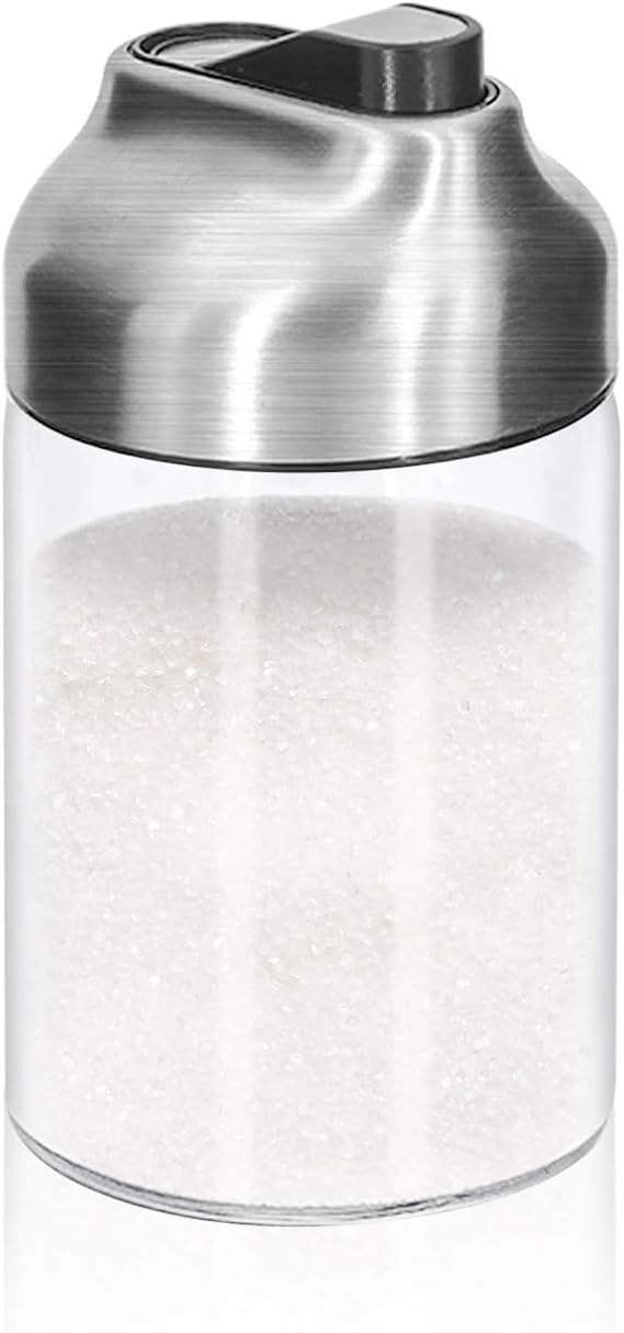 Aelga Glass Sugar Dispenser with Pour Spout, Weighted Pourer, Coffee Bar Accessories for Coffee, Tea and Baking