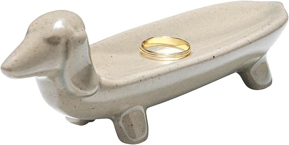 Creative Co-Op Grey Ceramic Dog Dish