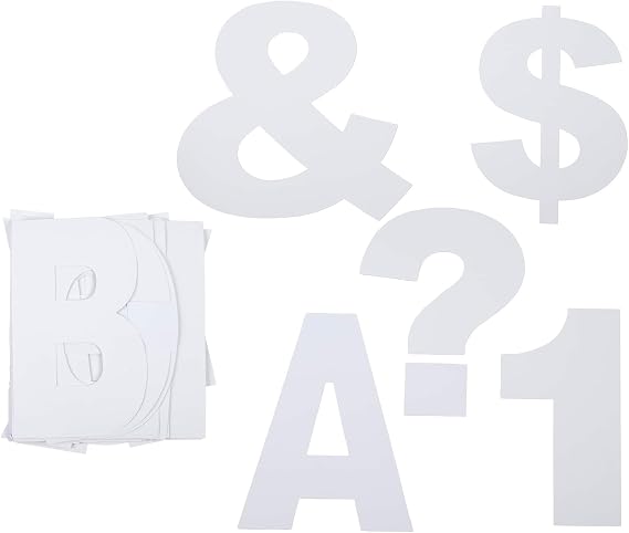 B2C 7" White Project Letters, Numbers & Characters - 86 pcs