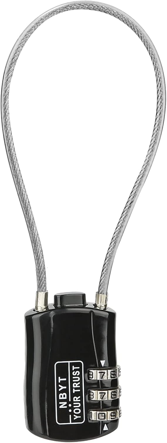 Cable Lock with Combination, Wire Diameter 3/24", 8.3" Circumference, Suitable for Travel Luggage, Backpack, Cycling Helmet, Small Cabinet, Gym Cabinet, Suitcase
