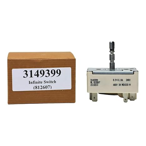 3149399 Infinite Control Switch for Whirlpool Range Stove Burner Eye 812607