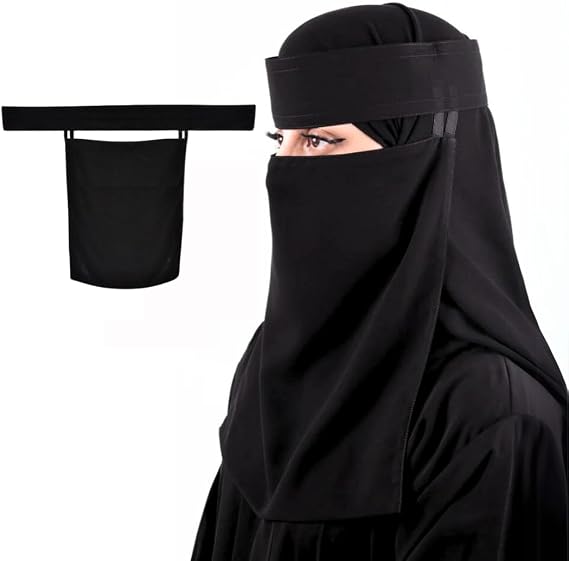 Saudi Niqab | Black Chiffon | Breathable & Comfortable | Premium Quality | Versatile for Special Occasions & Daily Wear | Easy Care | 12 x 15 Inches