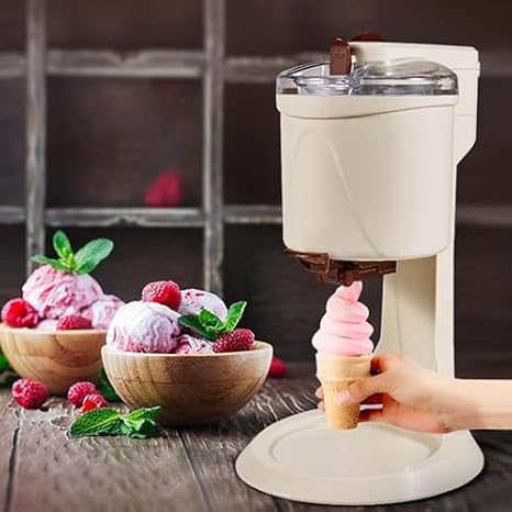 Automatic Mini Soft Ice Cream Machine, 1L Fruit Soft-Serve Maker for Home, Bar & Cafe - Compact Ice Cream Maker, Easy-to-Use Household Appliance