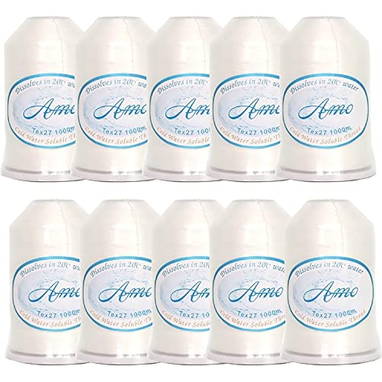 10rollsSet Long Raw White Water Soluble Sewing Thread 1000 Metersroll 20C Wash Away Vanish Extra Quilting Basting Thread 40S2