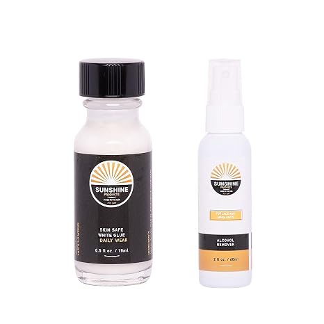 Sunshine Daily Wear White Glue Hair Replacement Adhesive - 0.5oz + Fast Acting Wig Glue Remover - 2oz