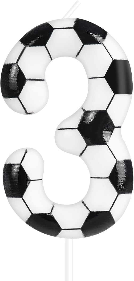 Soccer Birthday Candles 3rd Soccer Themed Birthday Party Decorations, Football Birthday Cake Candles for Boys Girls Kids Sport-Theme Party Supplies