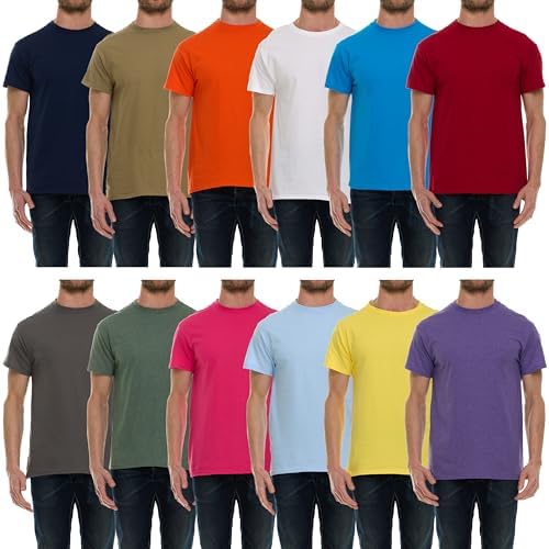 BILLIONHATS 12 Pack Plus Size Mens Cotton T-Shirts Bulk Big & Tall, Premium Fitted, Lightweight Classic Short Sleeve Tees