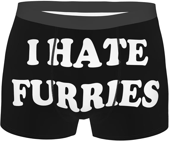 I Hate Furries-Boxers Funny Boxer Briefs For Mens Gag Novelty Boxer Shorts Humorous Underwear -S Black