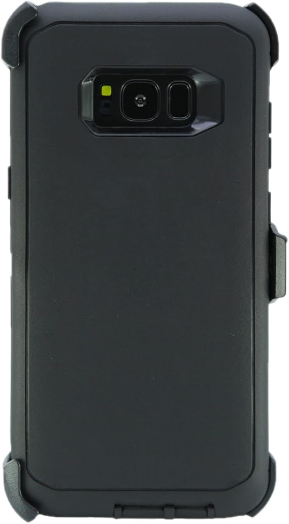 Case for Galaxy S8 Plus (6.2") Heavy Duty Full Body Military Grade Drop Protection Carrying Cover Holder | Holster for Men Belt with Clip Stand Black/Black