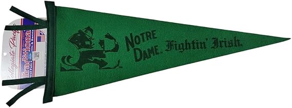 Notre Dame Fighting Irish Wool Felt Pennant - 9" x 24" - Green