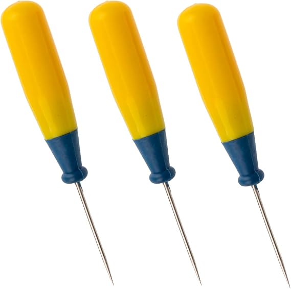 Drill Scratch Awl with Plastic Handle for Leather Working - Pack of 3 - Dart Carpenter Awls for Paper Work Scribe