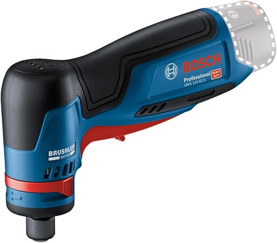 Bosch Professional 12V System Rotary Grinder GWG 12V-50 S (brushless Motor, high Torque, Variable Speed Trigger Switch and 5 Speed Modes)