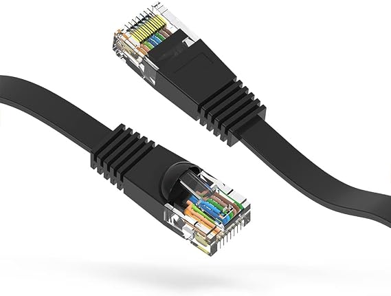 15ft (4.6M) Cat6 Flat Ethernet Cable 15 Feet (4.6 Meters) Gigabit LAN Network Cable RJ45 High Speed Patch Cord for Xbox, PS4, PS3, Modem, Router, LAN, Switch Compatible Cat5e/Cat6 Network, Black