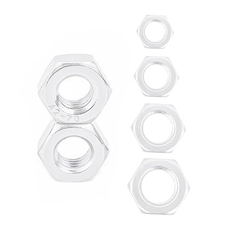 QISHENG 50 PCS White 1/4"-20 Stainless Steel SAE Hex Nuts,Stainless Steel 18-8 A2(304) Nut,Home Nut