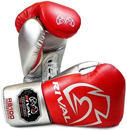 Rival Boxing Gloves RS100 Red Silver Professional Sparring Training Workout (16 oz)