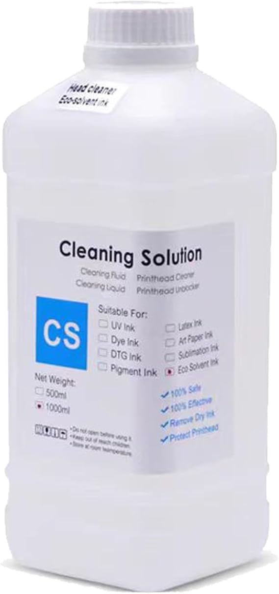 CULater 1000ML Eco Solvent Ink Cleaning Solution Compatible for Solvent Printer for DX2 DX4 DX5 DX6 DX7 Solvent Print Head and Water-Based Cleaning Fluid 1Lt