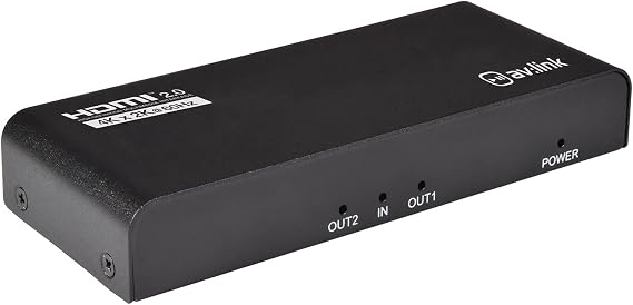 avlink | 4K HDMI Splitter Easily Connect a Single HDMI Source to Multiple Displays at One Time | 1 in 2 Out