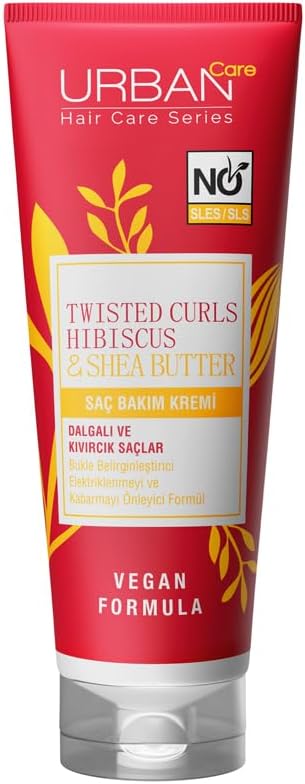 URBAN Care Twisted Curls Hibiscus & Shea Butter Hair Care Cream Special for Curly and Wavy Hair 250 ml without Sulphate - Vegan
