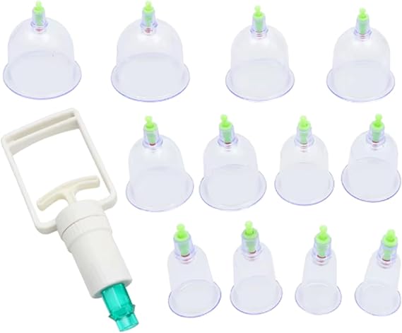 12 Cups Vacuum Cupping Sets Anti Cellulite Therapy Cans Back Massage Body Cup Suction Cups Healthy Care Jars with Pumping Gun