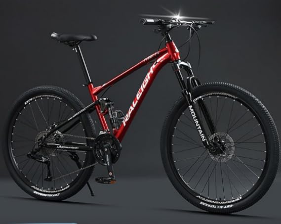 24/26/27.5 inch Lightweight Aluminum Frame, Maximum 30 Speed Shifters, Full Suspension, Internal Wiring, Mechanical Disc Brake, Low Span Frame, Suitable for Beginners, Woodland Roads/Stairs