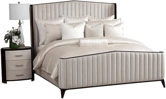 Michael Amini Oliver 9-piece Fabric Queen Comforter Set in Ivory/Gold Hint