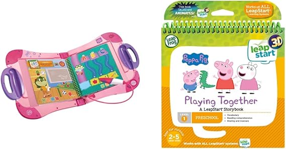 LeapFrog LeapStart Electronic Book, Educational and Interactive Playbook Toy for Toddler and Pre School Kids 2, 3, 4, 5, 6, 7 Year Olds, Pink & Leapstart Nursery: Peppa Pig Story Book (3D Enhanced)