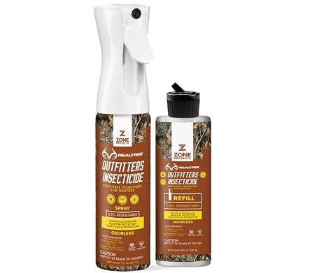 Realtree Permethrin Insecticide Bundle - Continuous 10oz Spray + 8oz Refill, Kills & Repels Ticks, Chiggers, Mosquitoes, Dries Odor-Free