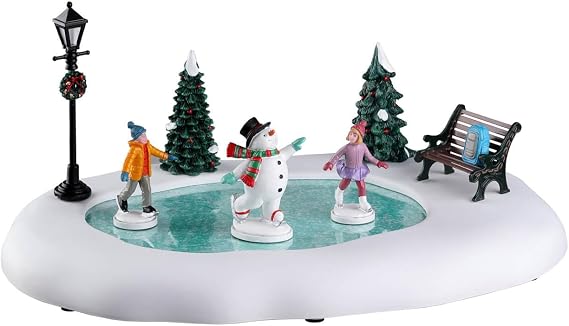 Lemax Vail Village Frosty Goes Ice Skating Accessory, #24951 | Frosty the Snowman Takes to the Ice Rink | Resin Figurine | Vail Village, Christmas Village Display