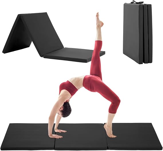 BLKMTY Gymnastics Mat, 2"x6' Folding Exercise Yoga Mat for Kids Tumbling