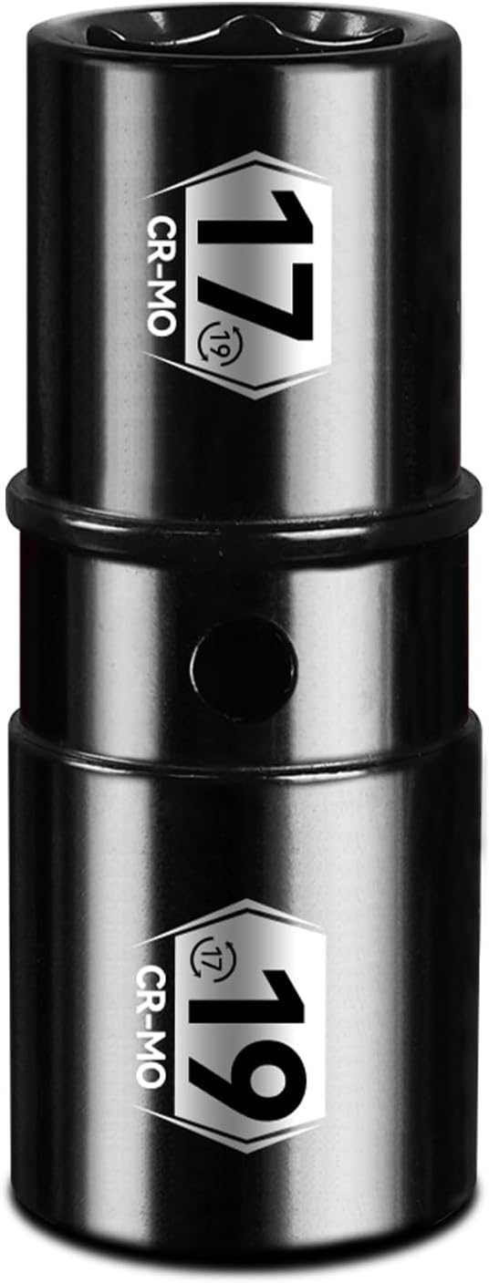 BLACKROBOT 1/2" Drive Impact Lug Nut Socket Set, 17mm x 19mm Impact Socket Set, CR-MO, 6-Point, Electroplated Surface for Auto Repair