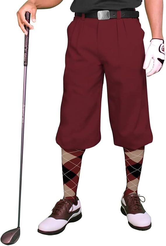 Golf Knickers Maroon Microfiber (Plus Fours) for Men