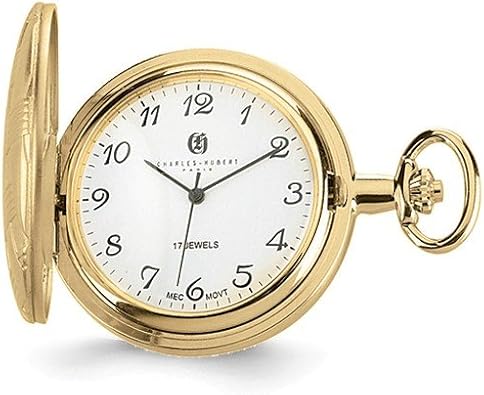 Sonia Jewels Charles Hubert Gold Mens Finish Brass White Dial Pocket Watch 14.5"
