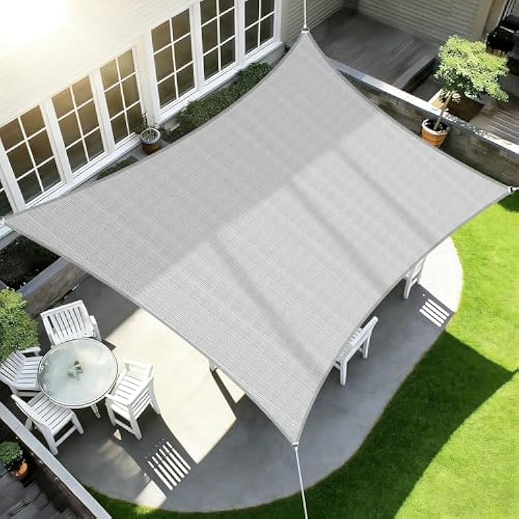 ECOOPTS 16x20 HDPE Sun Shade Sail Rectangle Canopy Shades for Outdoor Patio Pergola Cover Blockage 95% UV ResistantGray