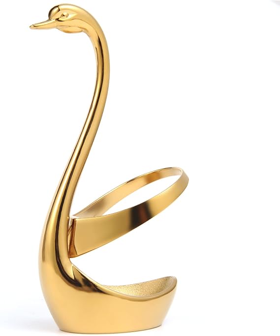 AnSaw Elegant Small Gold Swan Base Holder | For Coffee Bar & Dining, Perfect For Wedding & Entertaining Table Decor